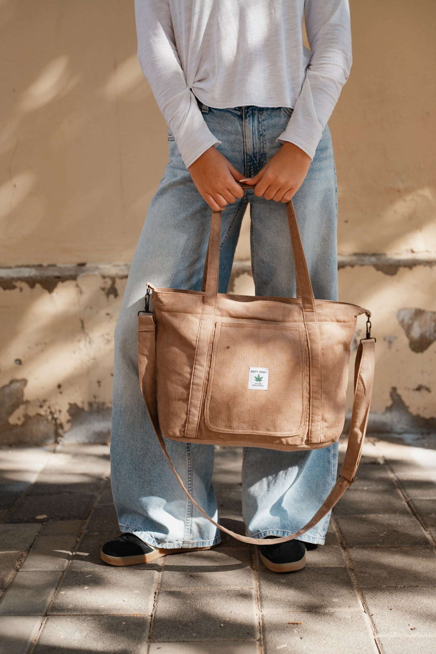 תיק צד קורדרוי דגם עלמה צבע מוקה