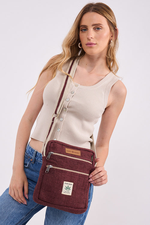 תיק צד קטן אדום כהה