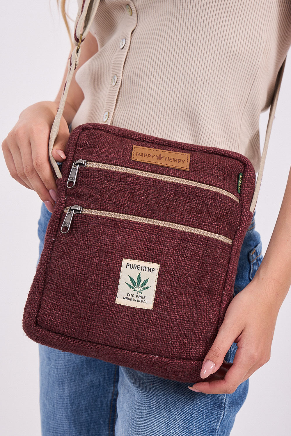 תיק צד קטן אדום כהה