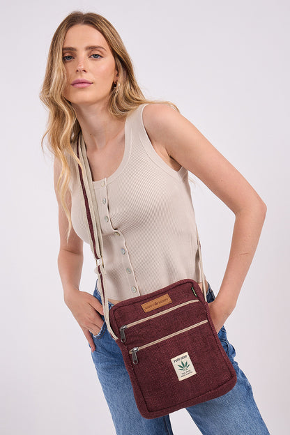 תיק צד קטן אדום כהה