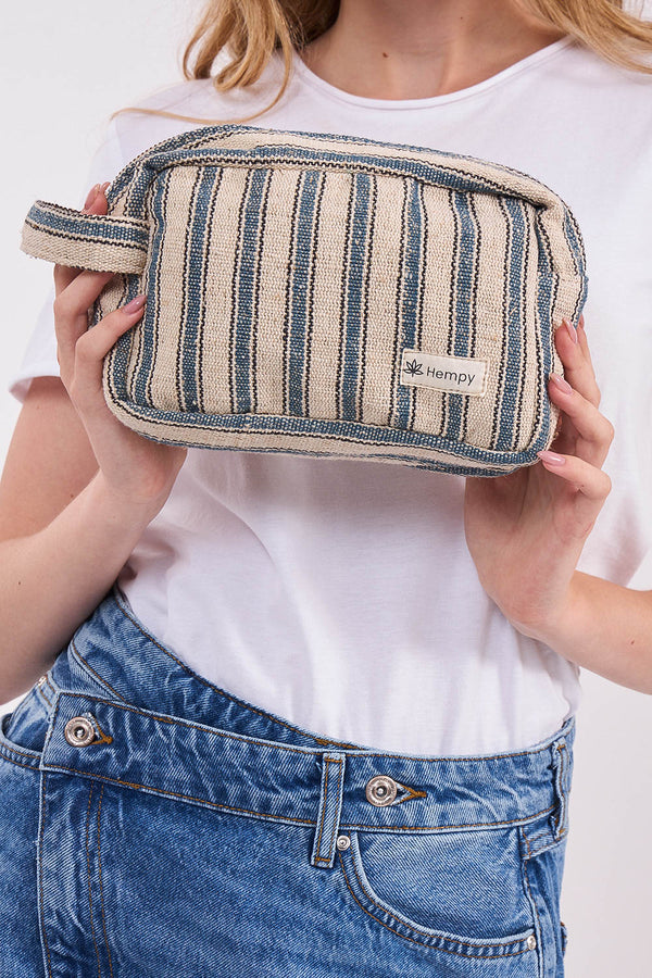 תיק איפור כחול לבן