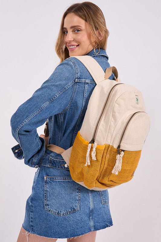 תיק גב טבעי עם צהוב + קלמר תואם במתנה