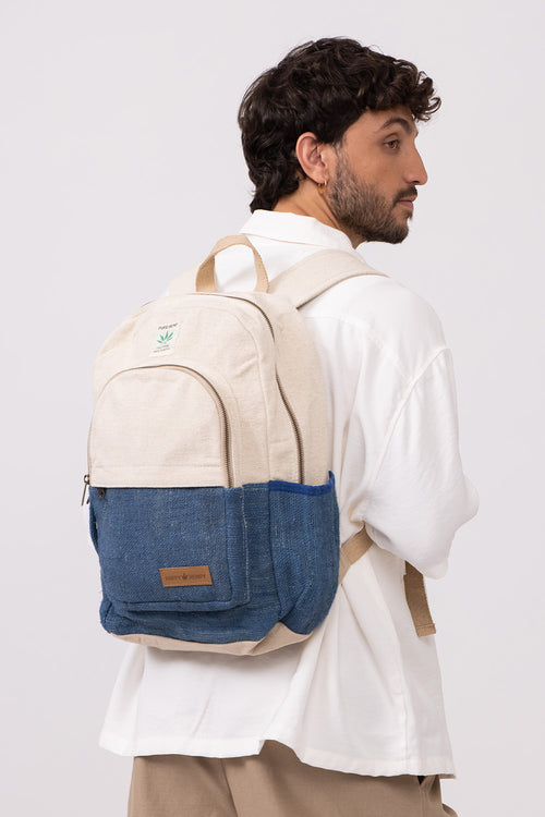 תיק גב טבעי עם כחול