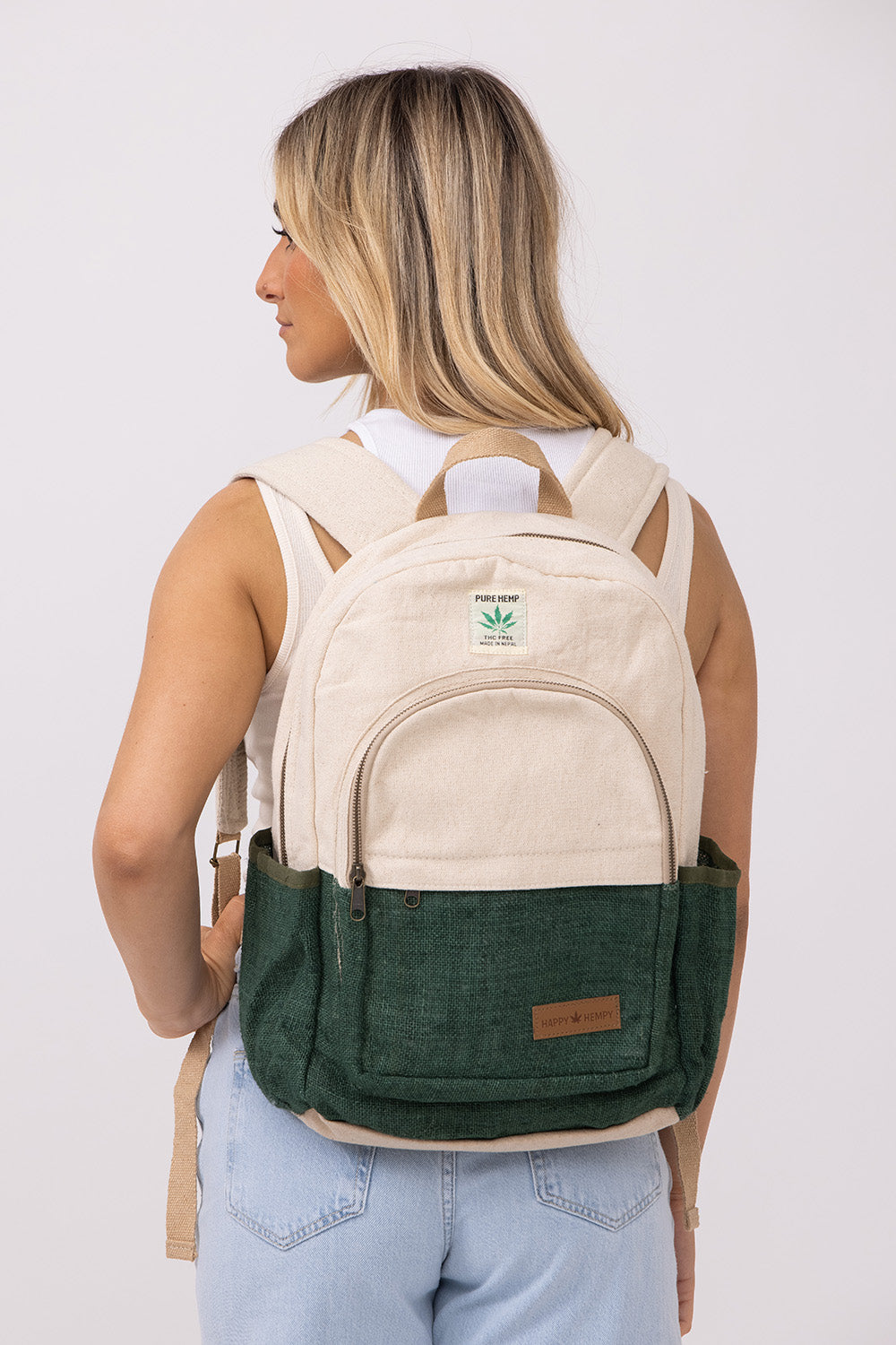 תיק גב טבעי עם ירוק