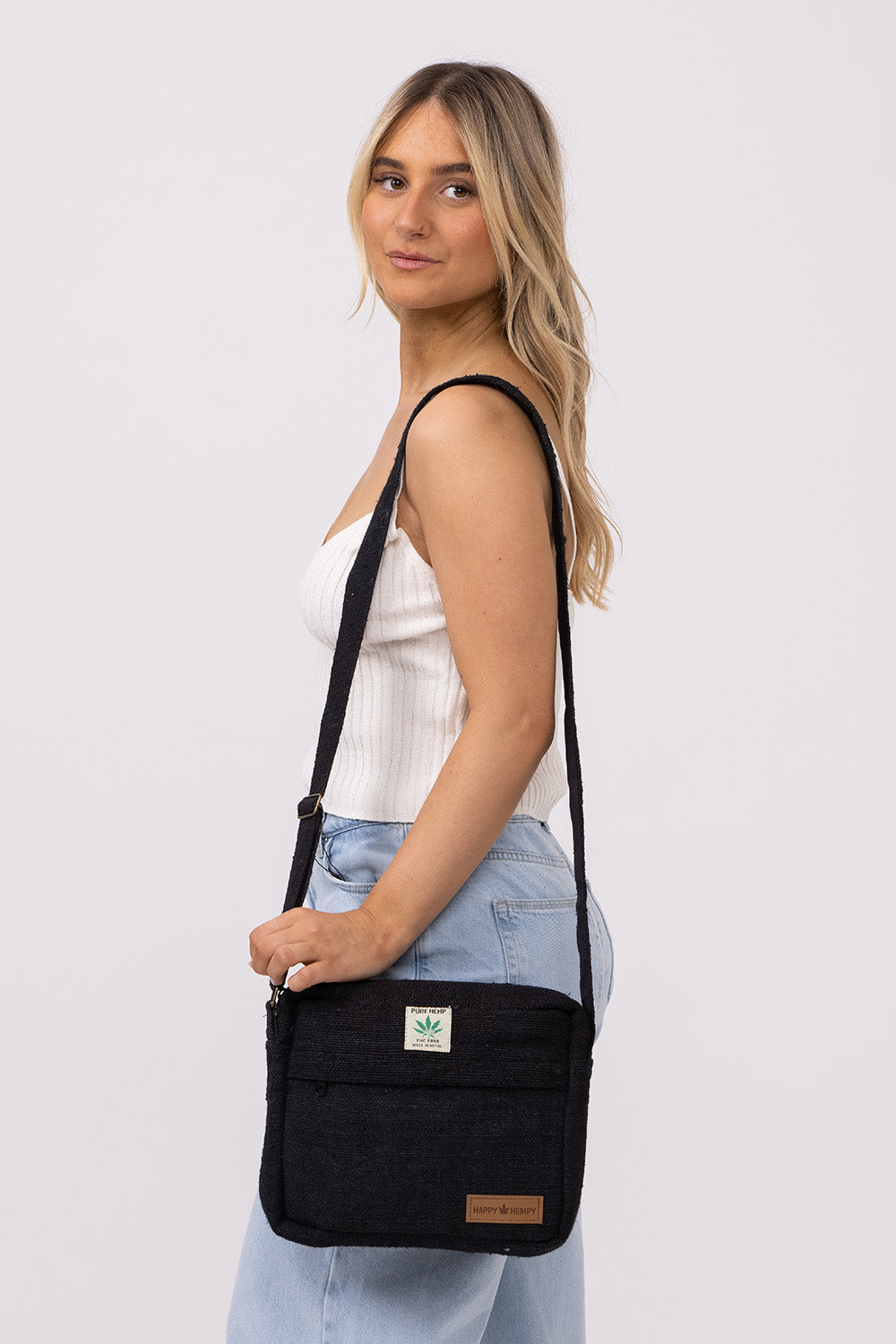 תיק צד רחב שחור