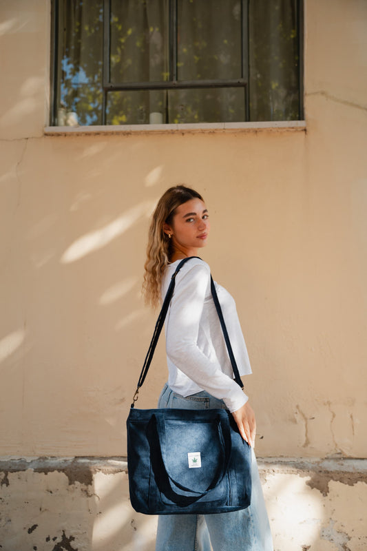 תיק צד קורדרוי דגם עלמה צבע כחול