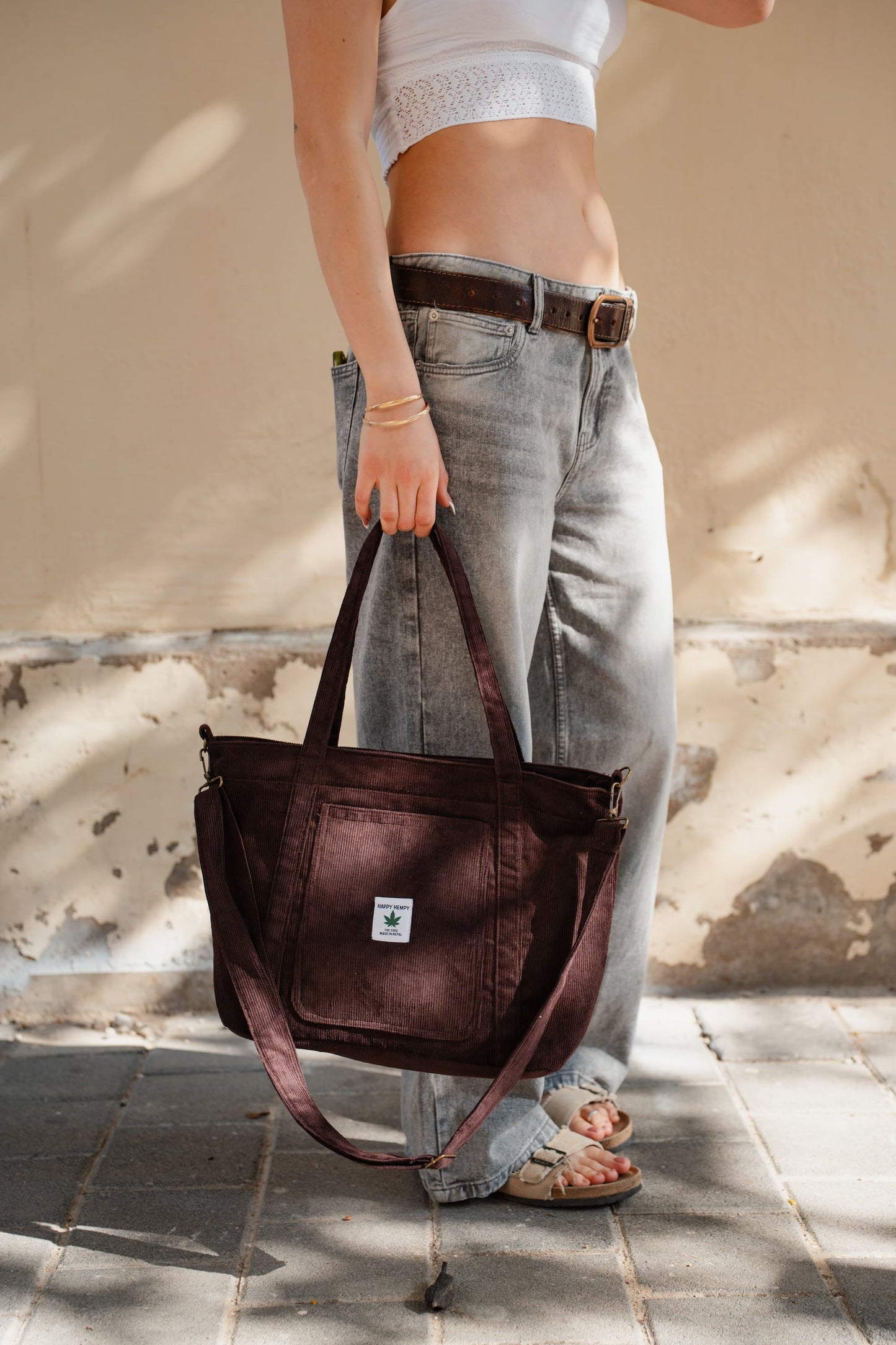 תיק צד קורדרוי דגם עלמה צבע בורדו