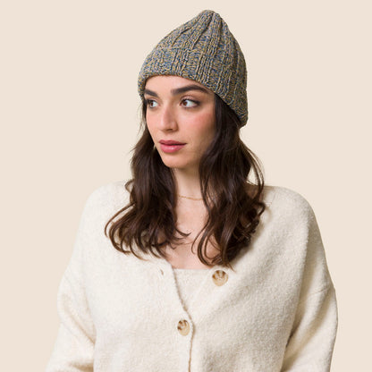 כובע צמר צהוב חום כחול