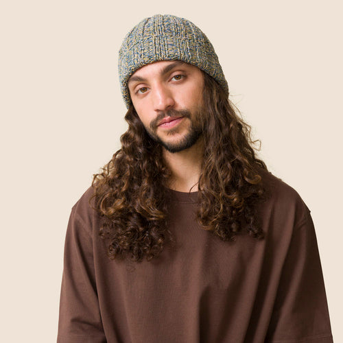 כובע צמר צהוב חום כחול