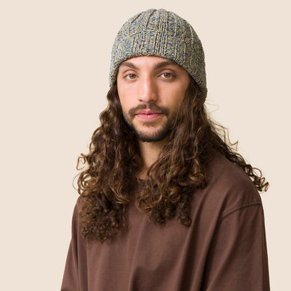 כובע צמר צהוב חום כחול